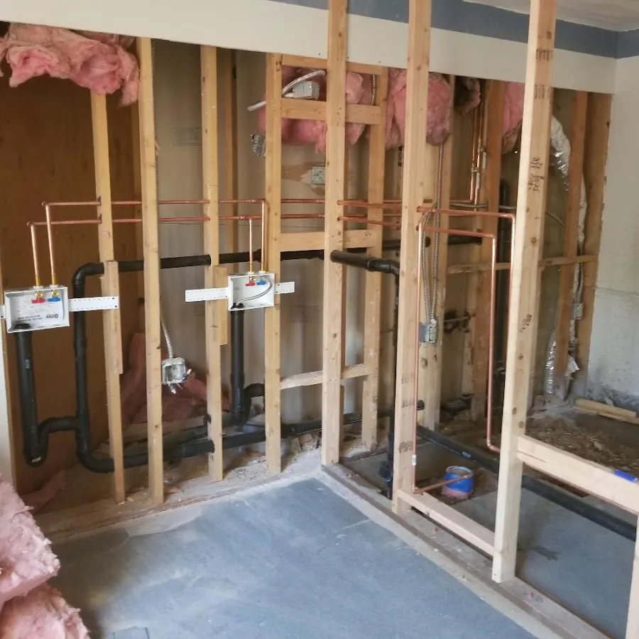 Copper pipe rough-in and plumbing installation in Greenville